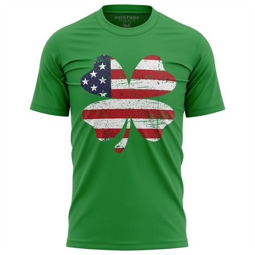 Kleeblatt USA Flagge St Patricks Day Shirts für Männer Irland Irish Tshirt Top - Bild 1 von 15