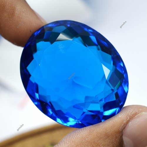 Elegante piedra preciosa suelta ovalada de tanzanita creada en laboratorio de alta calidad CERTIFICADA 113,95 quilates - Imagen 4 de 12
