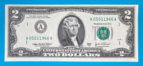 May 1, 1966 / 5 January 1966 : A 05011966 A BIRTHDAY Note $2 Two Dollar Bill - Picture 2 of 3