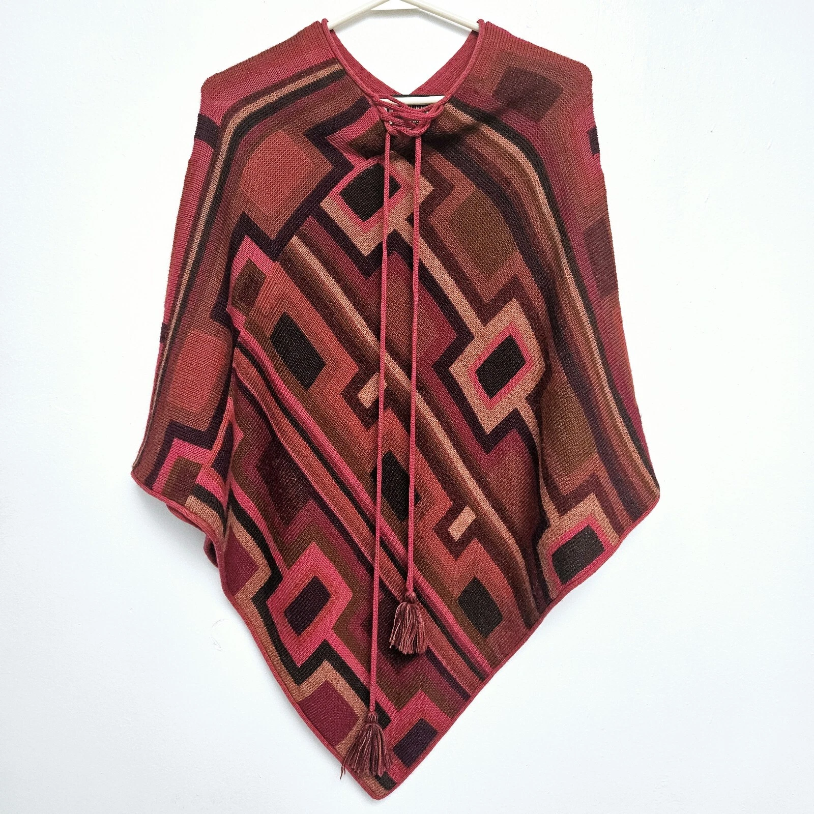 Pure Baby Alpaca 100% Peruvian Andean hand Knit Cardigan Poncho Drawstring
