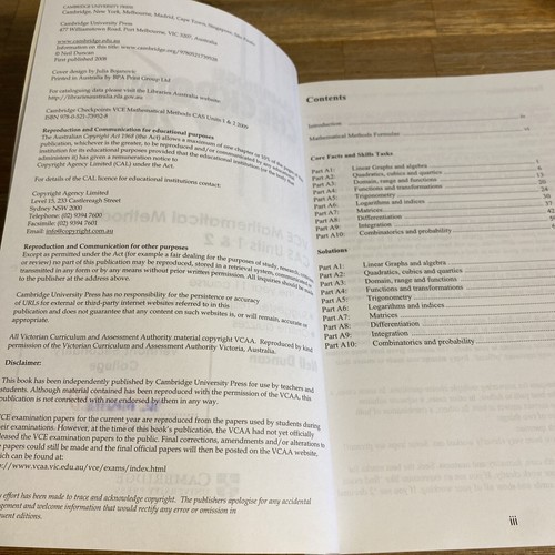 Cambridge Checkpoints 2009 VCE Mathematical Methods CAS Units 1 & 2 Ex-Lib Book - 第 7/7 張圖片