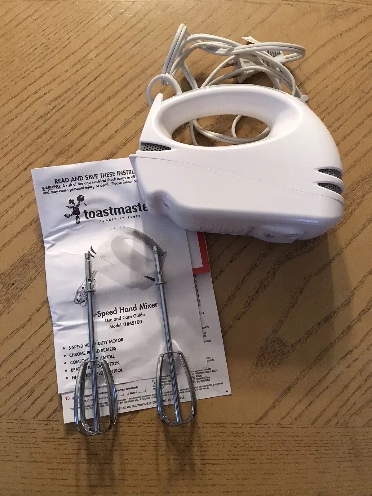 Toastmaster 5 Speed 100 Heavy Duty Hand Mixer THM5100 eBay