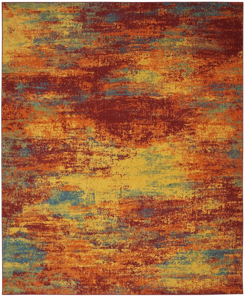 Nourison Essentials Flame 9' x 12' Área ug - Fácil limpieza, sin desprendimiento, cama Foto 4 de 4