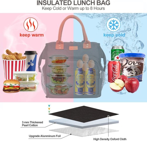 Insulated Lunch Bag Box Insulated Cooler for Women Kids Adult School Work Picnic - Picture 4 of 6