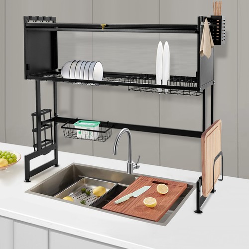 Scolapiatti moderno 85 cm nero 2 livelli scolapiatti