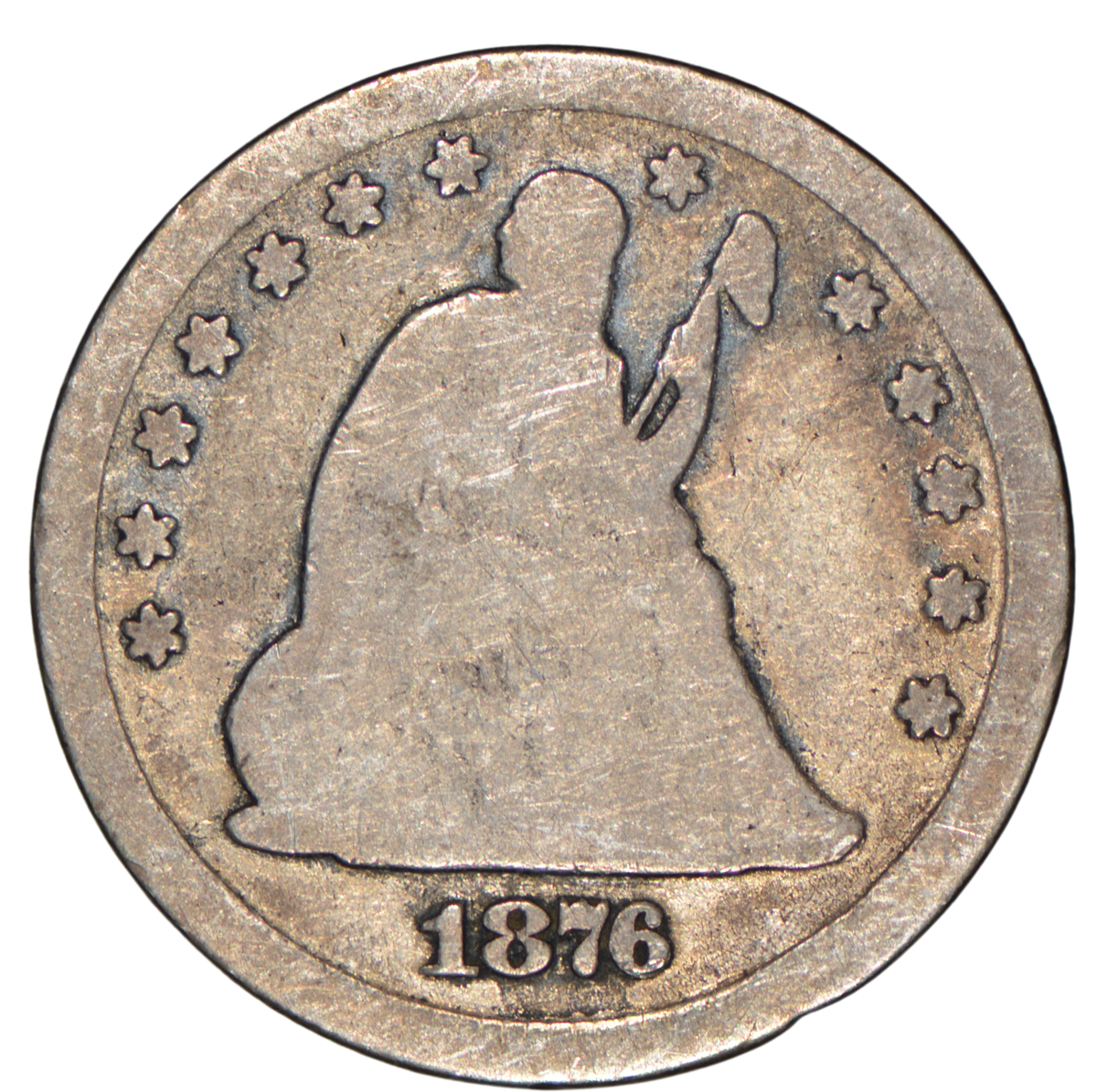 1876-CC Seated Liberty Quarter ~ AG Details | eBay