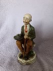 Vintage Old Man With Hat And Walking Stick Figurine