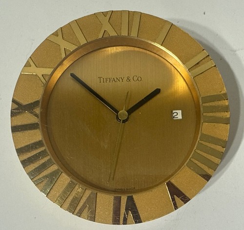 TIFFANY&CO. Orologio da tavolo Tiffany ottone tono oro 225766 quarzo svizzero non testato