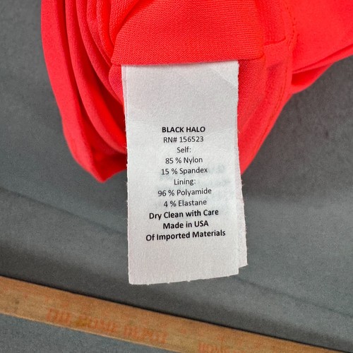 Black Halo Elvia Sheath Dress Womens Size L Vivid Melon Cocktail Bodycon Ruched - Picture 11 of 15