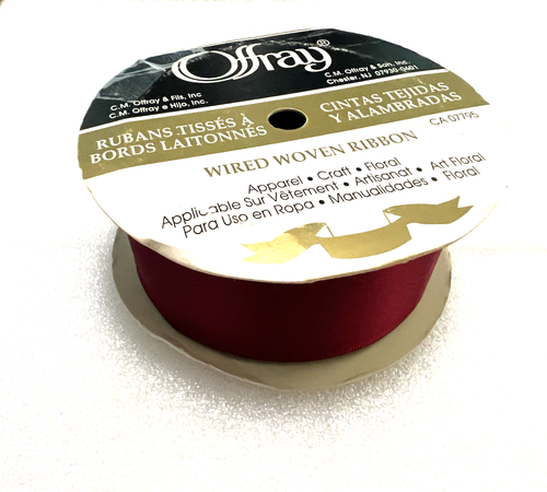 Offray Ribbon 1 1/1 Wide Heavy Wine Ribbon 3 yards & 20" (J14D33) - Picture 2 of 7