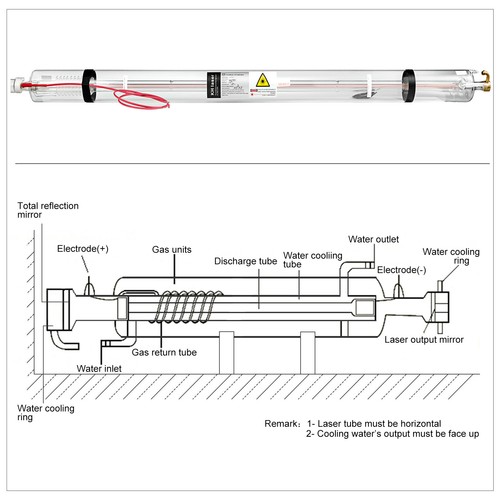 VEVOR Tubo Láser CO2 150W 130W 100W 80W 60W 50W 40W para Grabadora Láser Tubo Vi - Imagen 69 de 108