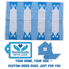 🧵Contemporary Light Blue White Modern Pattern Rug Handwoven Custom Size Cotton