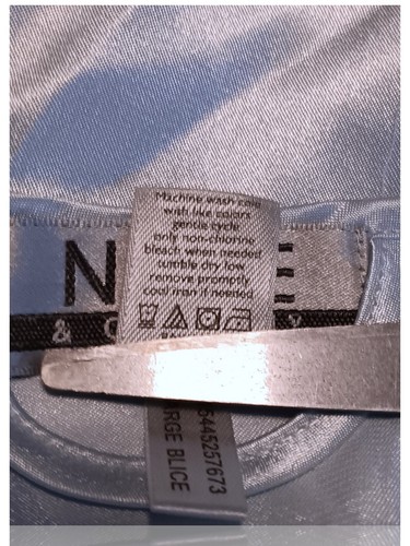Nine & Co Gr. L kurzer, kurzärmliger Satin Morgenmantel, puderblau. NS-22 - Bild 10 von 10
