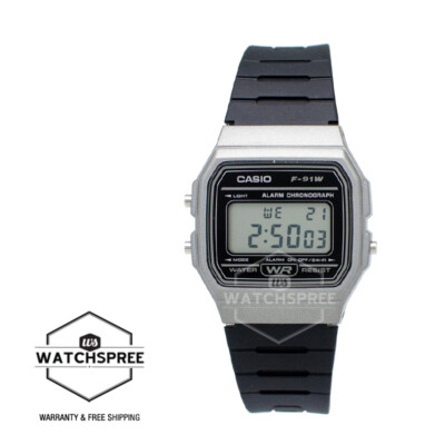 Casio Standard Digital Black Resin Band Watch F91WM-1B F-91WM-1B