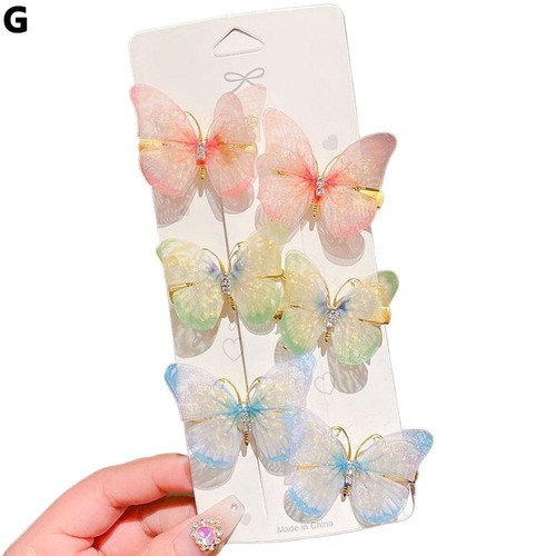 3 Pairs Colorful Chiffon Artificial Butterfly Hair Clip Hair ✨y For Girls T4W3 - Picture 30 of 30
