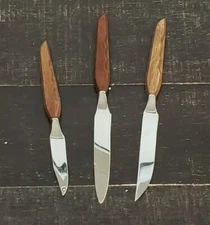 Lot of 3 Vintage Society Surgical Steel Serving Slicing Knives Carved Handles