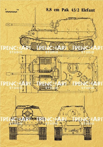 Elefant Tank Poster WW2 German wehrmacht patent print military reenactor vintage - Picture 3 of 5