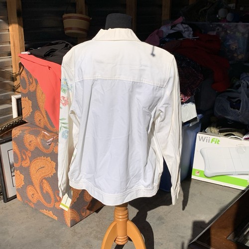 Alfred Dunner Jacke mit Knopfleiste Damen 14 weiß Blumen plus Baumwollstickerei - Bild 8 von 10