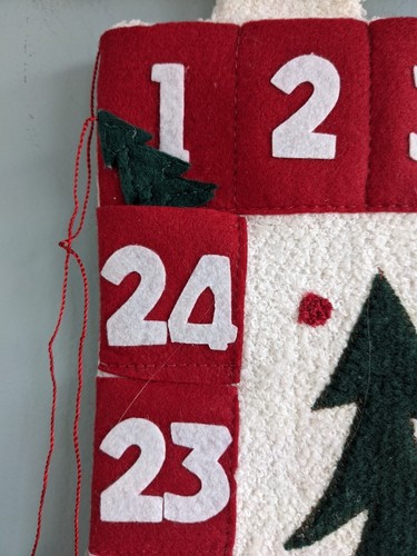 Advent Calendar Fabric Trees Moose Pockets Hanging Christmas Cabin Alaska Red - Picture 4 of 6