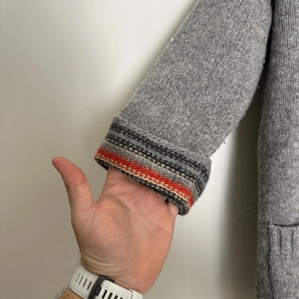 Hollister Lamb Wool California Bear Long Open Cardigan Sweater M/L Hooded Aztec - Image 3 of 4