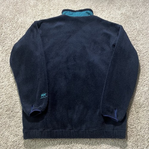 Vintage HELLY HANSEN Full Zip Pullover Mens Fleece Jacket Green 90s L Deep Pile - Picture 7 of 7