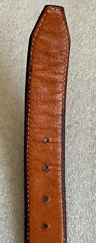 KIDS BROWN LEATHER WESTERN STITCHED BELT & BRASS BUCKLE: 20" - 22.25" WAIST, NEW - Picture 10 of 10