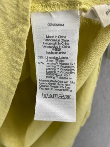 Camisa Madewell para mujer talla 1X verde mezcla de lino popover puño cuello botones - Imagen 7 de 11