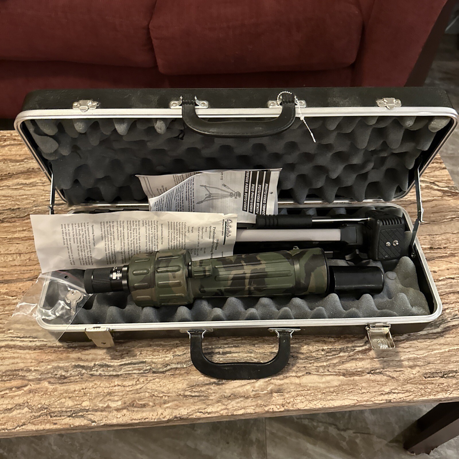 Cabela's 50mm 16x20 48x50 Zoom Spotting Scope Green Camo W/ Case Keys