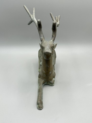 "Estatuilla de escultura de ciervo de bronce sarreida antigua de colección pátina 10 pulgadas" - Imagen 10 de 12