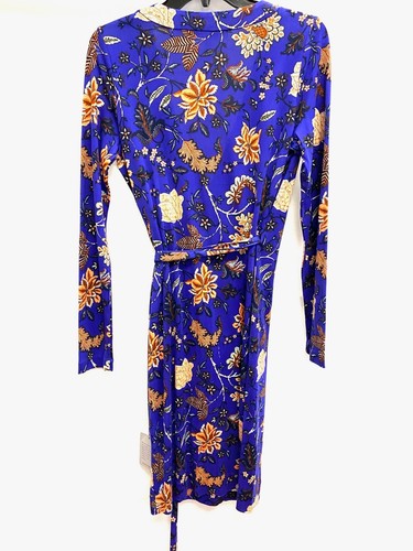 DIANE von FURSTENBERG DVF Blue Purple Floral Print Julian Silk Wrap Dress 8 = M - Picture 7 of 11