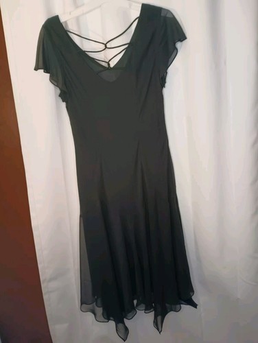 SL Fashions Womens Asymmetric Fairy Dress 14 Black Floral Flutter Slv Fairy - Picture 7 of 13