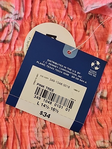 NWT Arizona Jean Co Girls Shorts Pink Palm Tree Print Size L 14.5 - 16.5 Plus - Picture 9 of 9