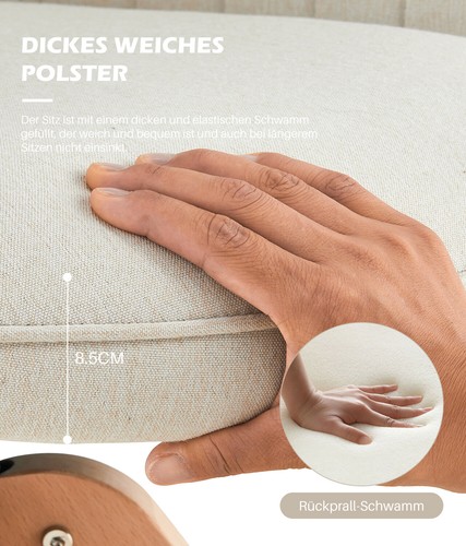 1PC Esszimmerstuhl 360° Drehstuhl Armlehnen Flachs Küchenstuhl Eiche Beine - Bild 4 von 15