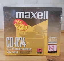 New Maxell CD-R74 CD Recordable, 650 Megabyte, 74 Minute, (10-Pack) New