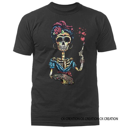 Frida Day of The Dead Grafik T-Shirt Tee - Bild 3 von 16