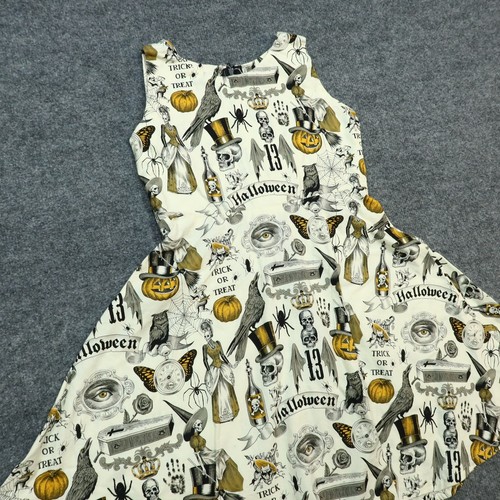 Halloween Dress Girls Size 7 Multicolor A Line Skull Witch Spider Owl HOMEMADE - Picture 4 of 14