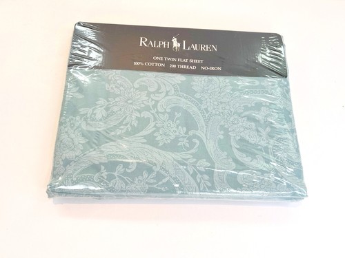NEW VINTAGE Ralph Lauren Home Collection AVERY BLUE Floral Flat TWIN Sheet - Picture 1 of 5