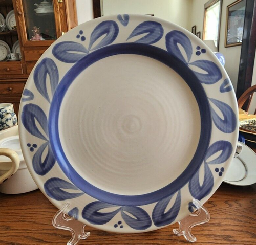 Villa Floral Speiseteller 11 1/4" Pfaltzgraff Steinzeug weiß blau Akzente!