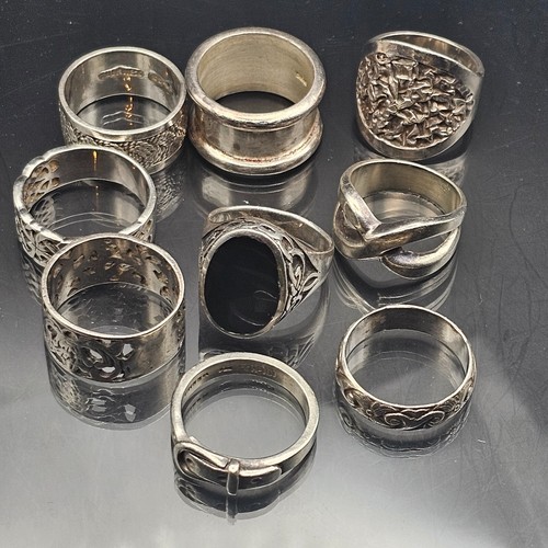 Men's Bold Sterling Silver Rough Crumpled Contour Pinky Ring Masculine Jewelry - Picture 6 of 15