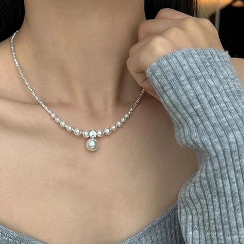 Sweet Irregular Minimalist Temperament Pearl Neck Chain Tassel Choker Necklaces - Picture 5 of 21