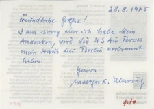 Walther Nehring- ANS Signed in 1975 (Panzer Gen/Knight's Cross)