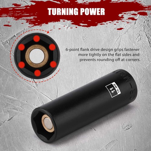 14PCS 1/4"Drive Magnetic Impact Socket Set Deep 6-Point Metric 4mm to 15mm CR-MO - Picture 3 of 7