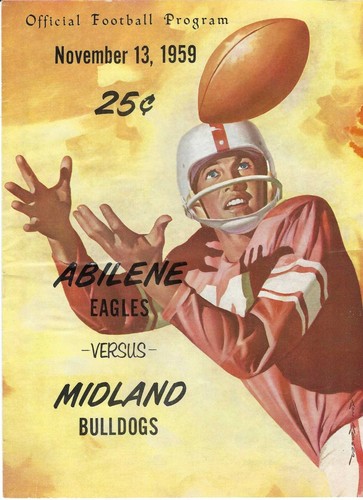 1959 MIDLAND BULLDOGS vs ABILENE EAGLES Texas High School FOOTBALL Program