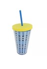Starbucks Tumbler 16 ounce Yellow Blue Plaid Cold Cup Grande Plastic Summer NEW