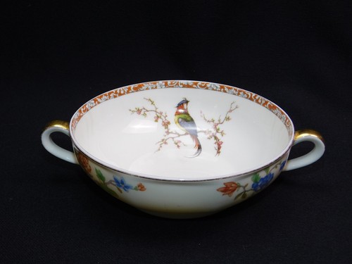 2 Antique Haviland BOURBON 4.75" Double Handle Cream Soup Bouillion Bowls - Picture 11 of 21