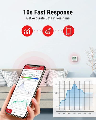 ThermoPro TP357-3 Bluetooth Hygrometer Digital mit App für Innenraum, Büro un... - Bild 6 von 7