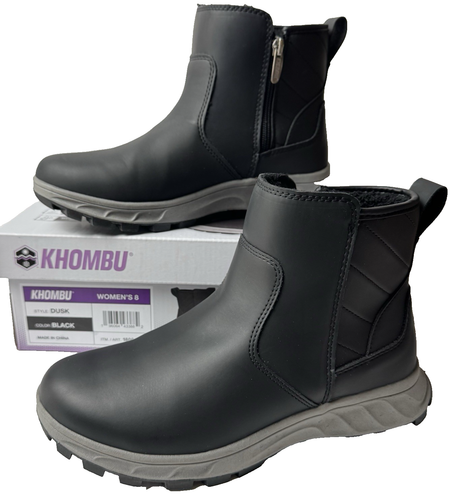 Khombu Dusk Womens Size 6 Black All Weather Boots Rated To -20° Water Repellant - Picture 12 of 12