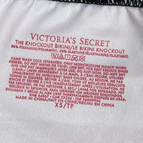 Victoria’s Secret Bikini Bottoms Womens XS Pink Black Knock Out Ruched Paisley - Picture 6 of 7