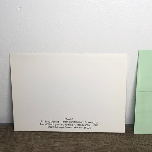 Cat Greeting Cards Get Well Soon Unused Take It Easy 1983 Vintage With Envelope - Picture 8 of 12