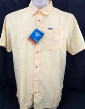 NEW Columbia PFG Slack Tide Camp Yellow Collared Button Down SS Shirt Men's L